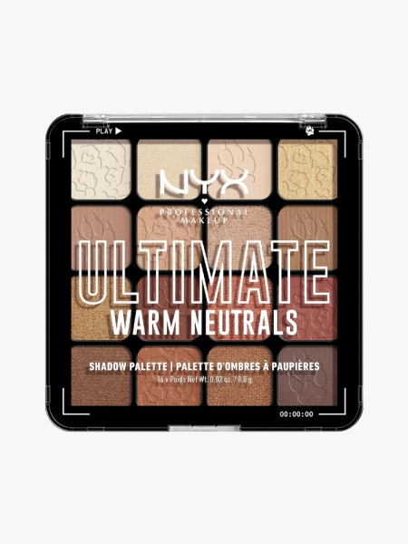 Nyx Professional Makeup Ultimate Shadow Palettes in branded component on a light gray background