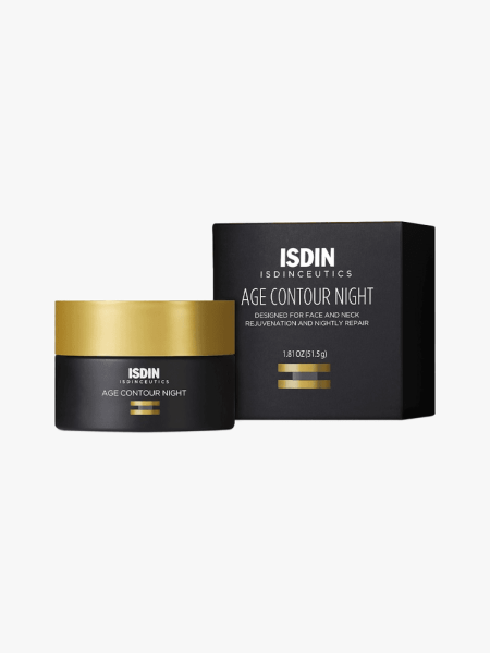 Isdin Isdinceutics Age Contour Night Face Moisturizer in branded component on a light gray background