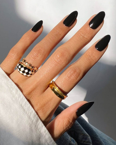 black nails by overglowedit  nail polish trends 2025 fall